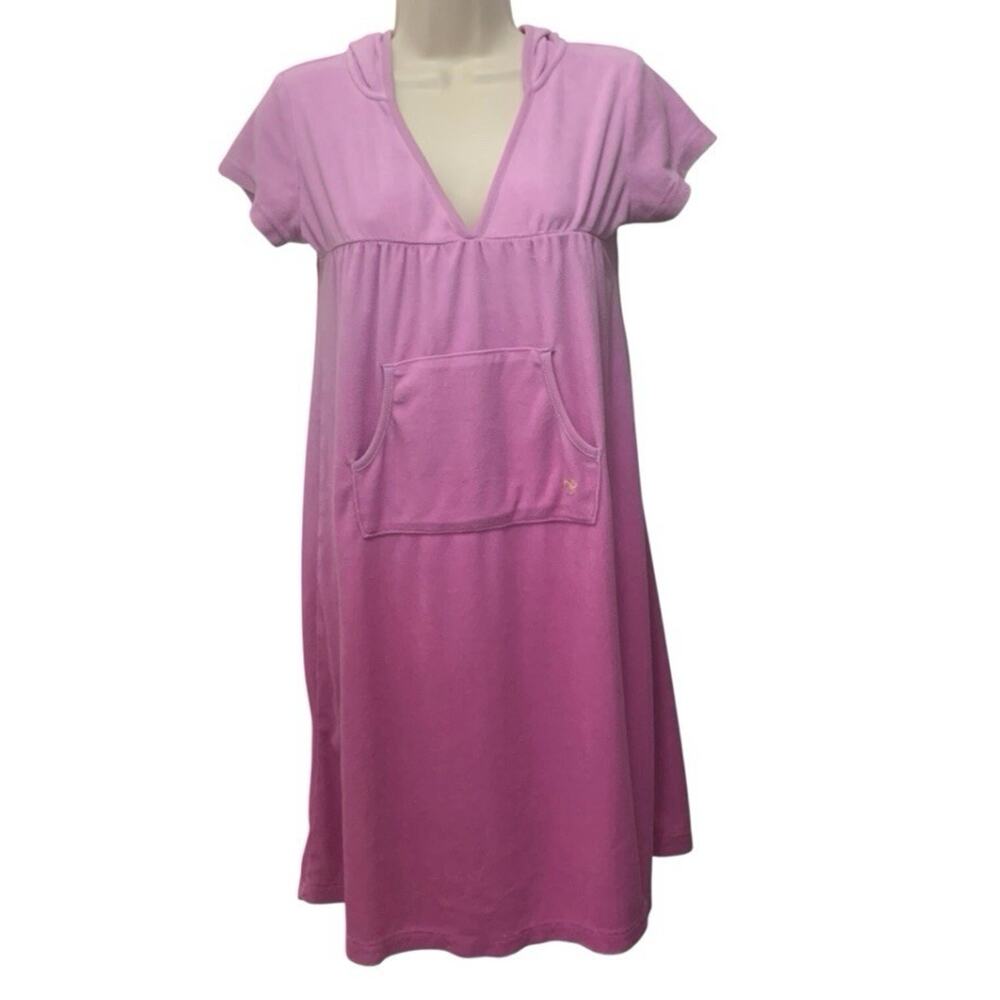 OP Ocean Pacific Ombre Pink Hooded Terry Cloth Cover Up Dress Girls 14-16 Y2K